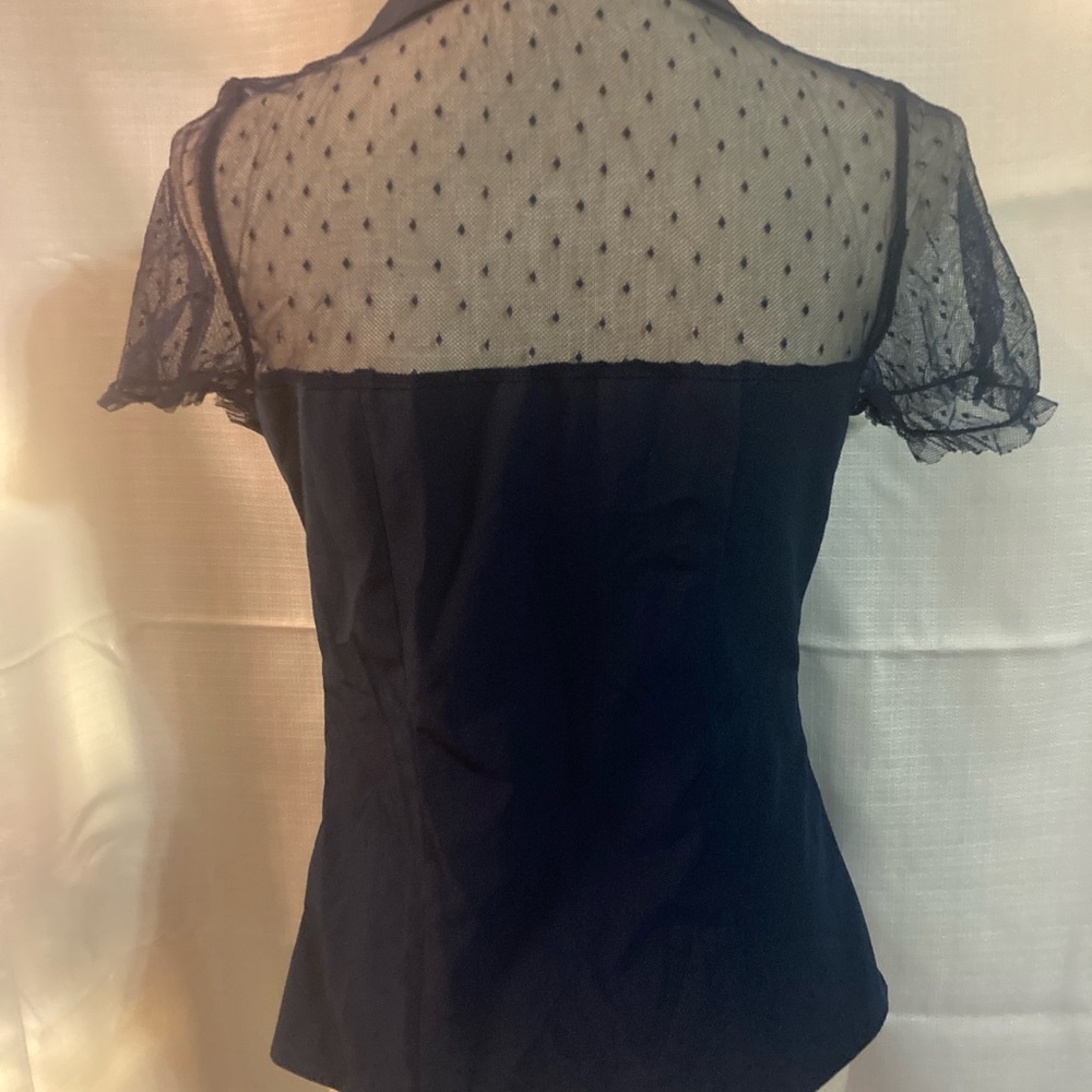 Navy blue blouse with red heart buttons great condition - Picture 3 of 3